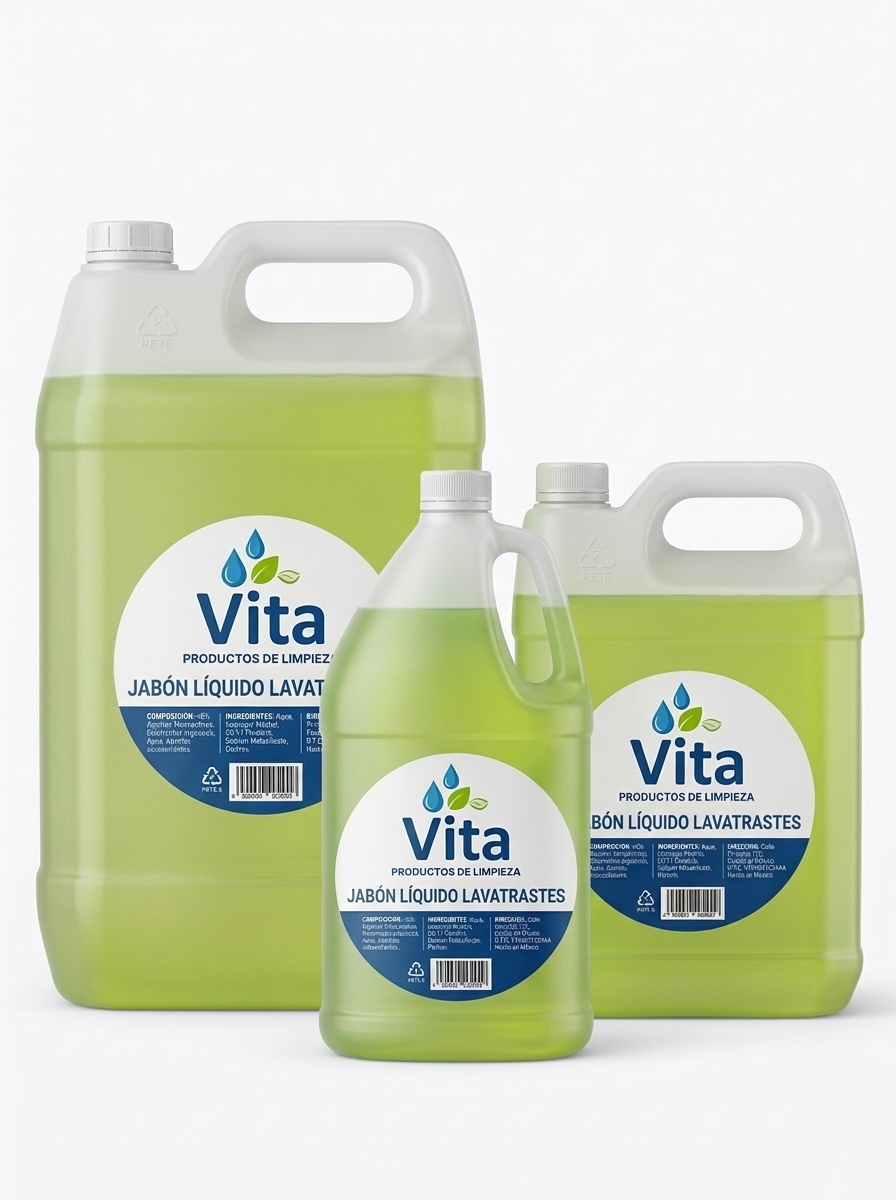 Lavatrastes Líquido Concentrado VITA | Desengrasa y Deja Brillantes tus Trastes